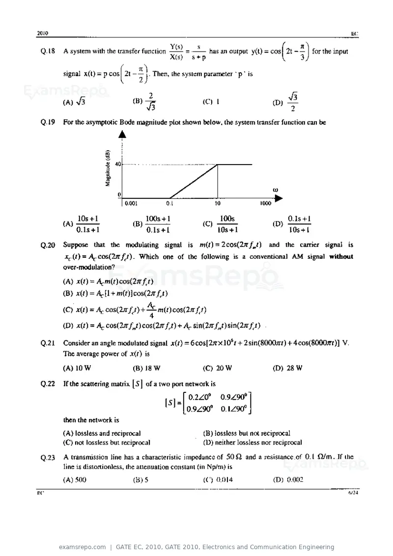 GATE EC 2010 question paper, GATE 2010, Electronics and Communication Engineering, page 6 of 24