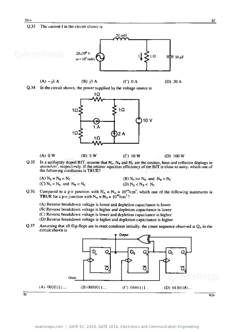 GATE EC 2010 question paper, GATE 2010, Electronics and Communication Engineering, page 9 of 24