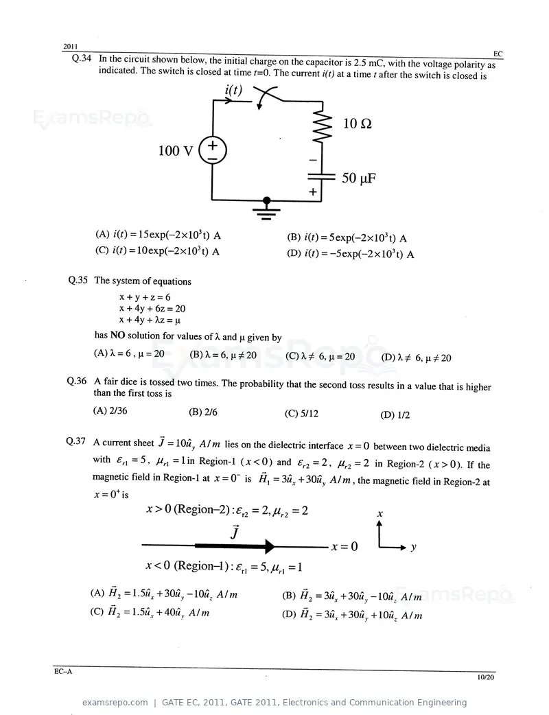 GATE EC 2011 question paper, GATE 2011, Electronics and Communication Engineering, page 10 of 17
