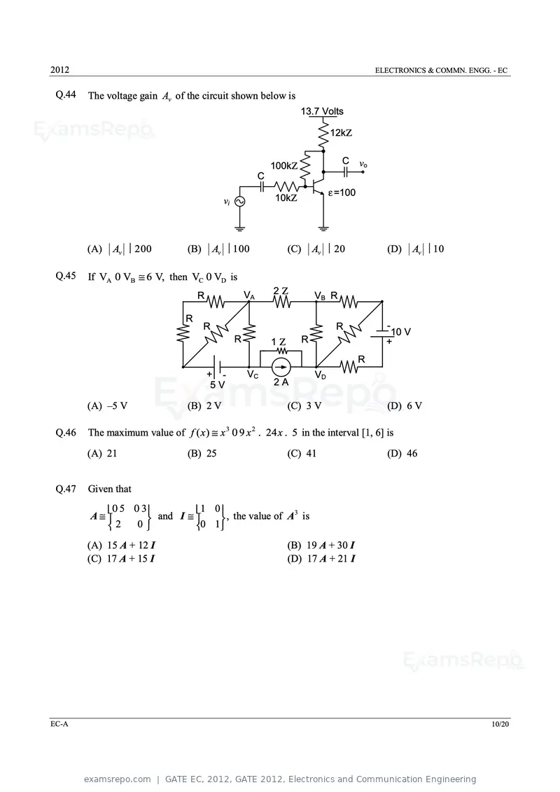 GATE EC 2012 question paper, GATE 2012, Electronics and Communication Engineering, page 10 of 16