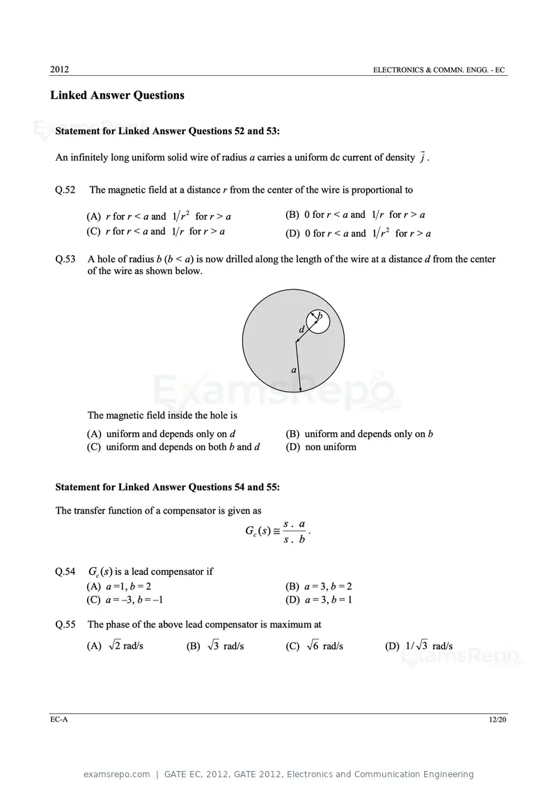 GATE EC 2012 question paper, GATE 2012, Electronics and Communication Engineering, page 12 of 16