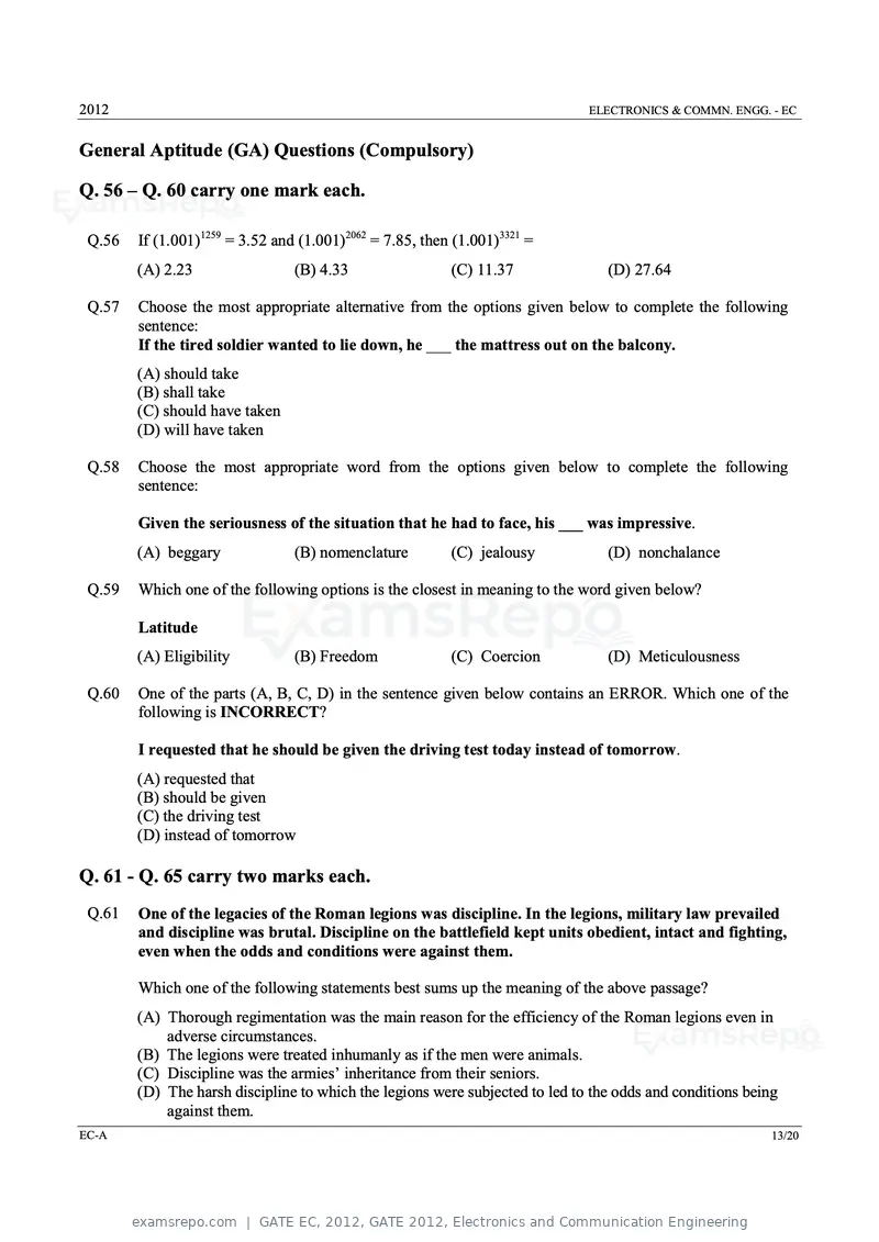 GATE EC 2012 question paper, GATE 2012, Electronics and Communication Engineering, page 13 of 16