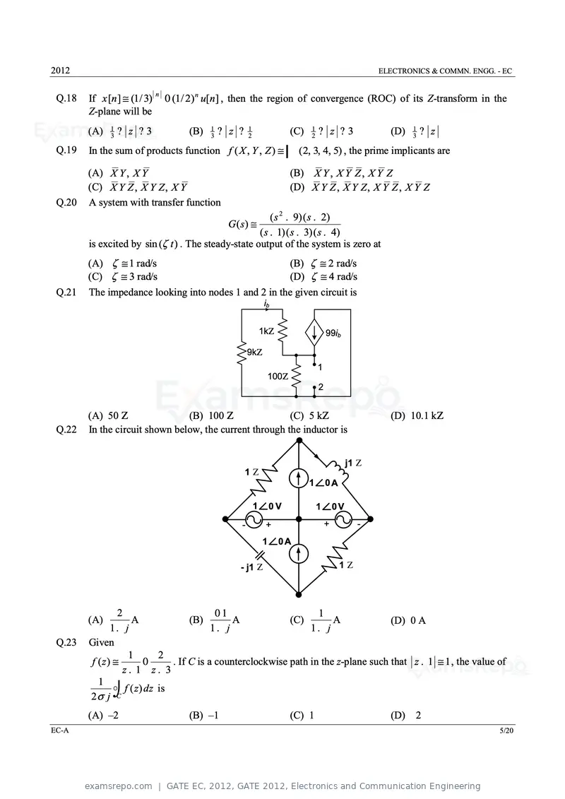 GATE EC 2012 question paper, GATE 2012, Electronics and Communication Engineering, page 5 of 16