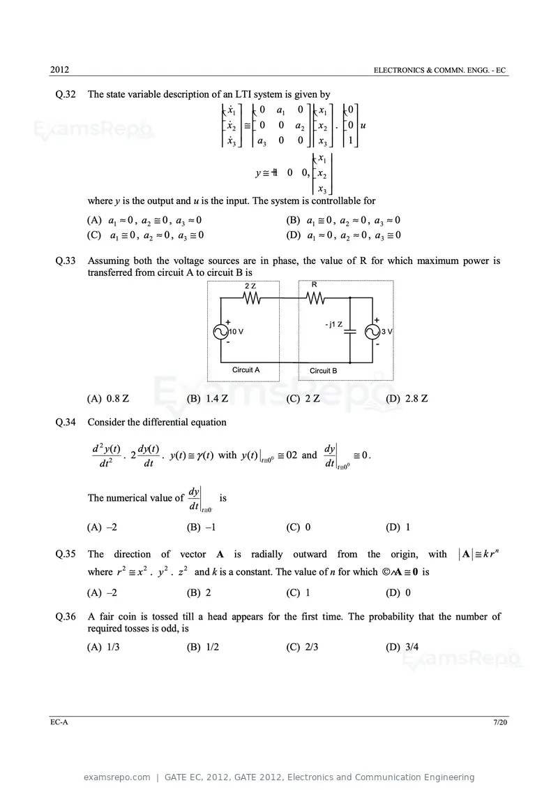 GATE EC 2012 question paper, GATE 2012, Electronics and Communication Engineering, page 7 of 16