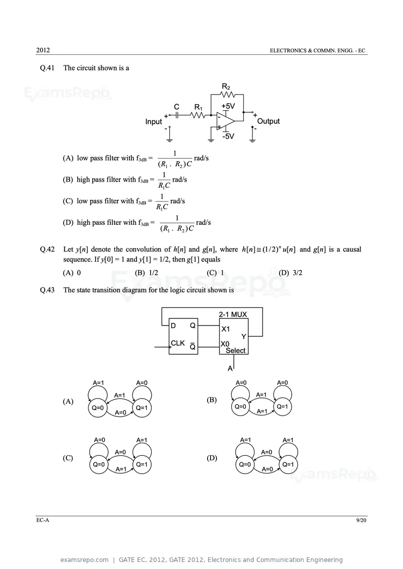 GATE EC 2012 question paper, GATE 2012, Electronics and Communication Engineering, page 9 of 16