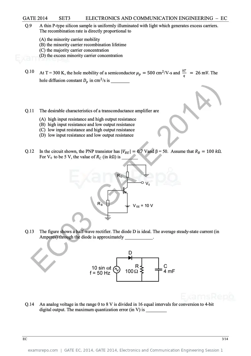 GATE EC 2014 question paper, GATE 2014, Electronics and Communication Engineering Session 1, page 50 of 83