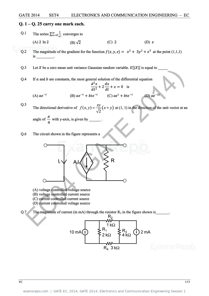 GATE EC 2014 question paper, GATE 2014, Electronics and Communication Engineering Session 1, page 70 of 83