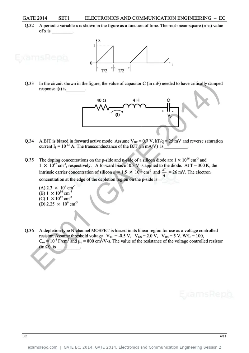 GATE EC 2014 question paper, GATE 2014, Electronics and Communication Engineering Session 2, page 13 of 83