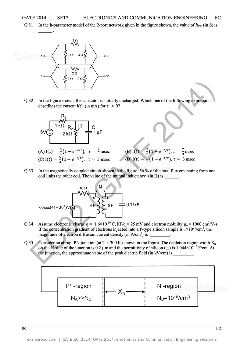 GATE EC 2014 question paper, GATE 2014, Electronics and Communication Engineering Session 3, page 32 of 83