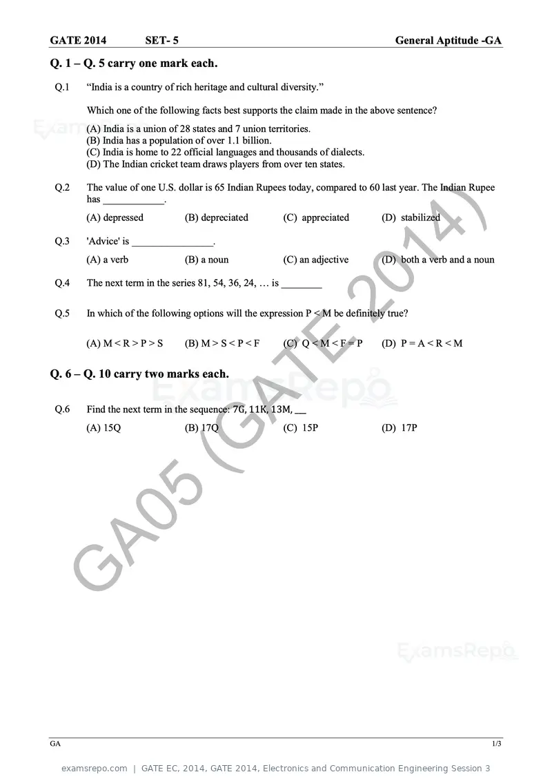 GATE EC 2014 question paper, GATE 2014, Electronics and Communication Engineering Session 3, page 45 of 83