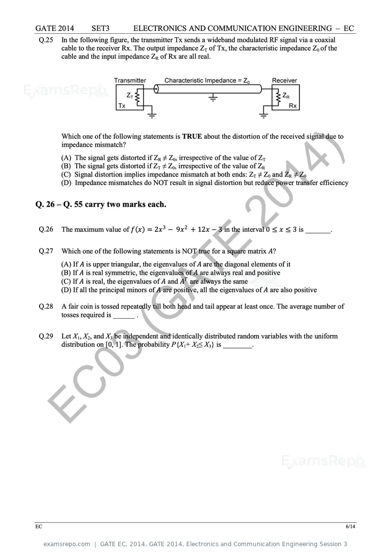 GATE EC 2014 question paper, GATE 2014, Electronics and Communication Engineering Session 3, page 53 of 83