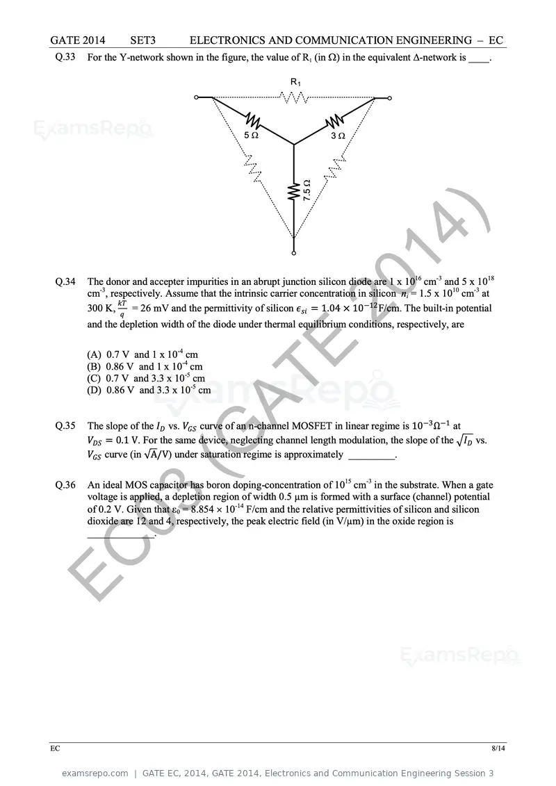 GATE EC 2014 question paper, GATE 2014, Electronics and Communication Engineering Session 3, page 55 of 83