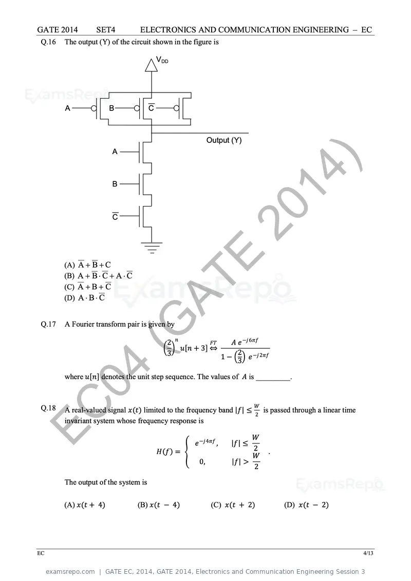 GATE EC 2014 question paper, GATE 2014, Electronics and Communication Engineering Session 3, page 73 of 83