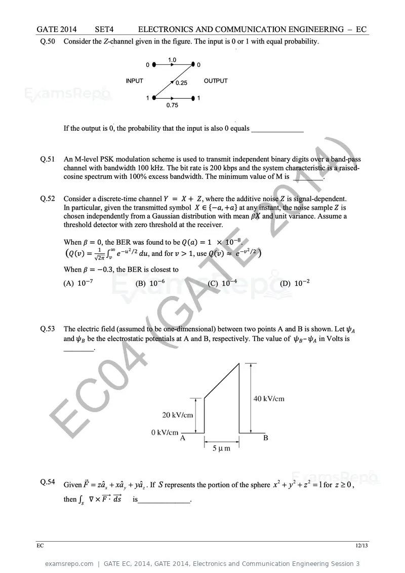 GATE EC 2014 question paper, GATE 2014, Electronics and Communication Engineering Session 3, page 81 of 83
