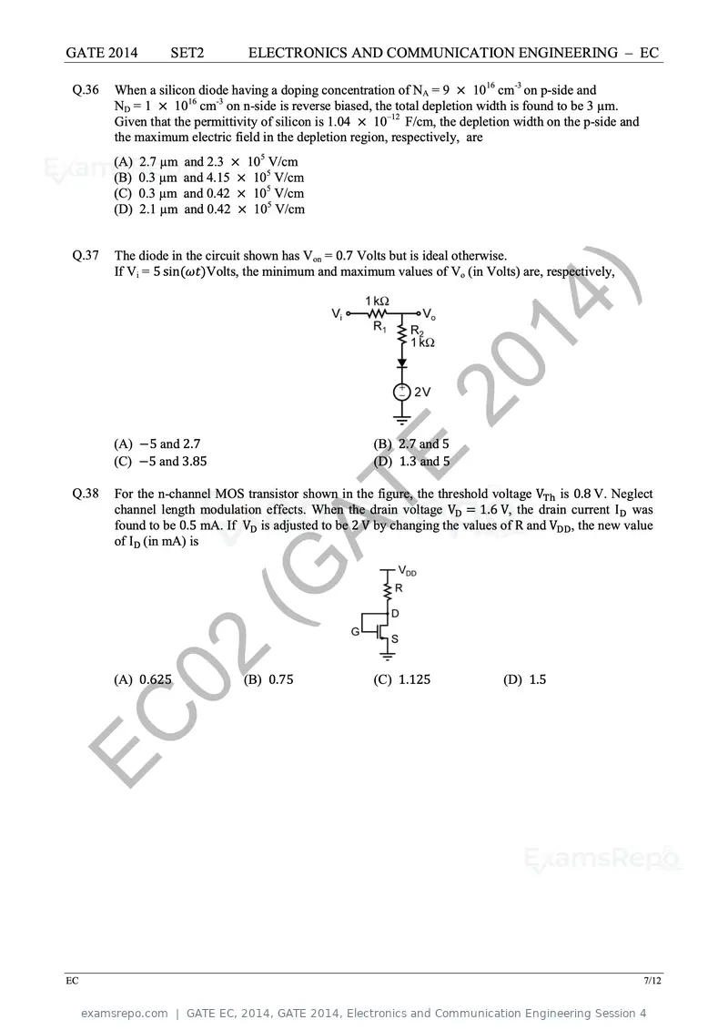 GATE EC 2014 question paper, GATE 2014, Electronics and Communication Engineering Session 4, page 33 of 83
