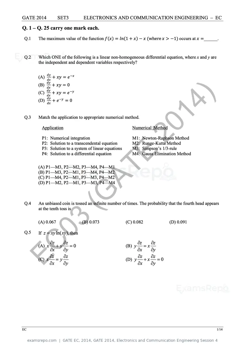 GATE EC 2014 question paper, GATE 2014, Electronics and Communication Engineering Session 4, page 48 of 83