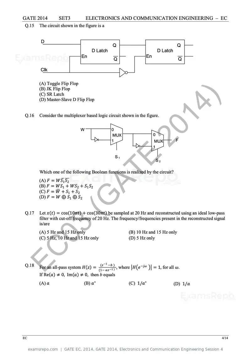 GATE EC 2014 question paper, GATE 2014, Electronics and Communication Engineering Session 4, page 51 of 83