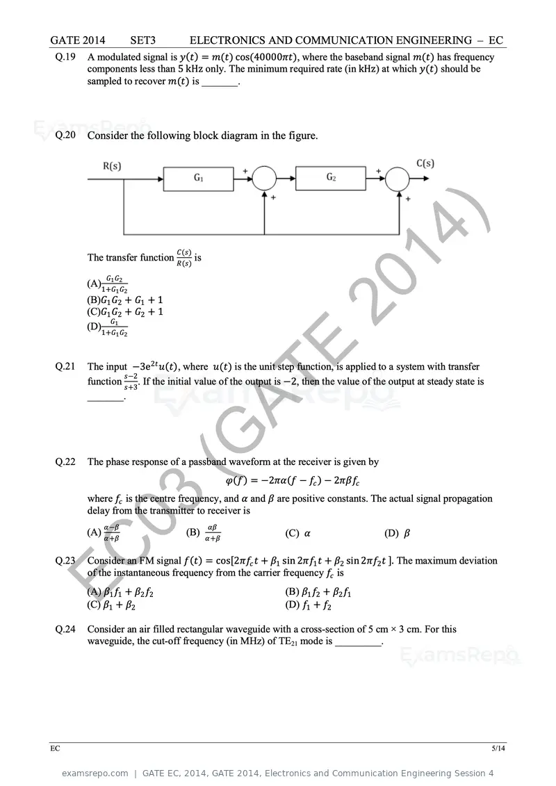 GATE EC 2014 question paper, GATE 2014, Electronics and Communication Engineering Session 4, page 52 of 83