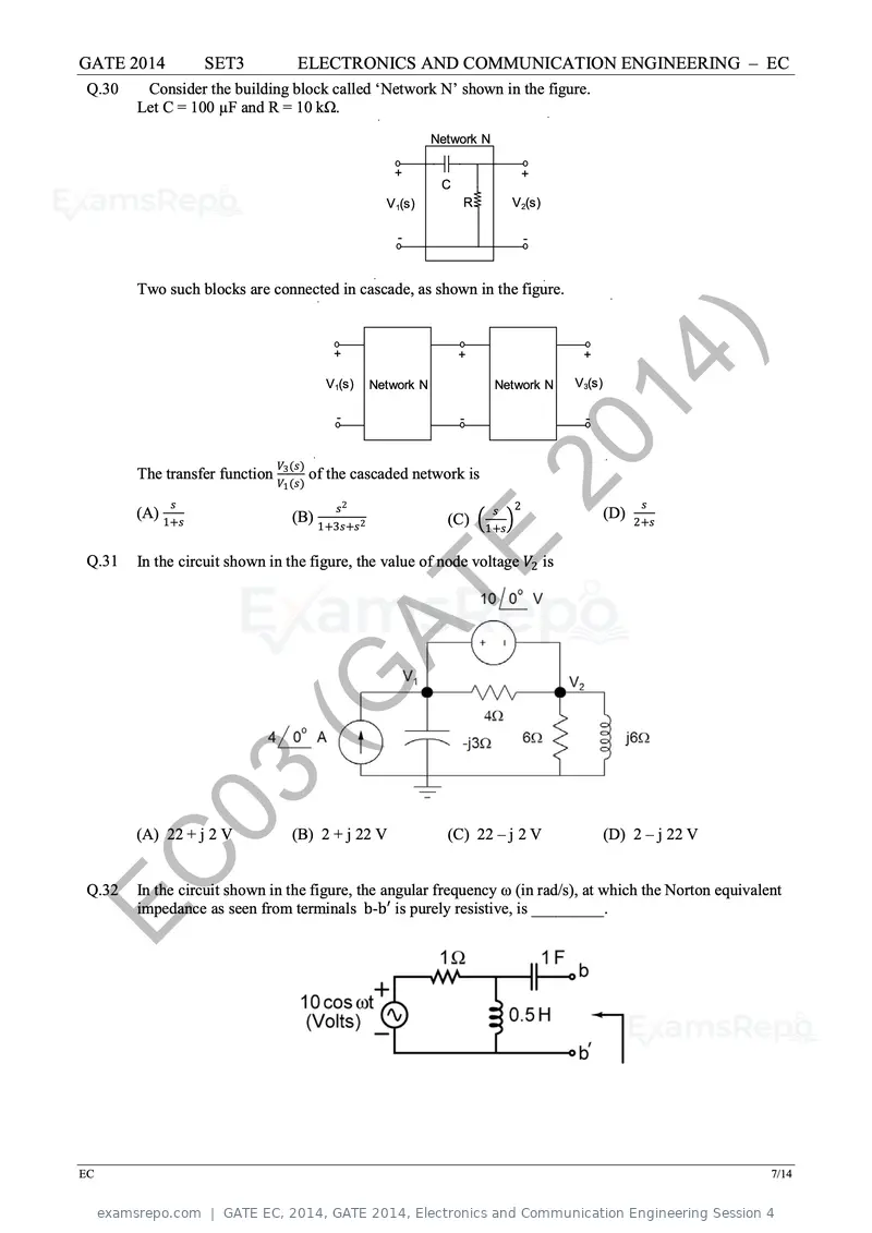 GATE EC 2014 question paper, GATE 2014, Electronics and Communication Engineering Session 4, page 54 of 83