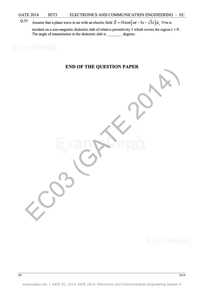GATE EC 2014 question paper, GATE 2014, Electronics and Communication Engineering Session 4, page 61 of 83