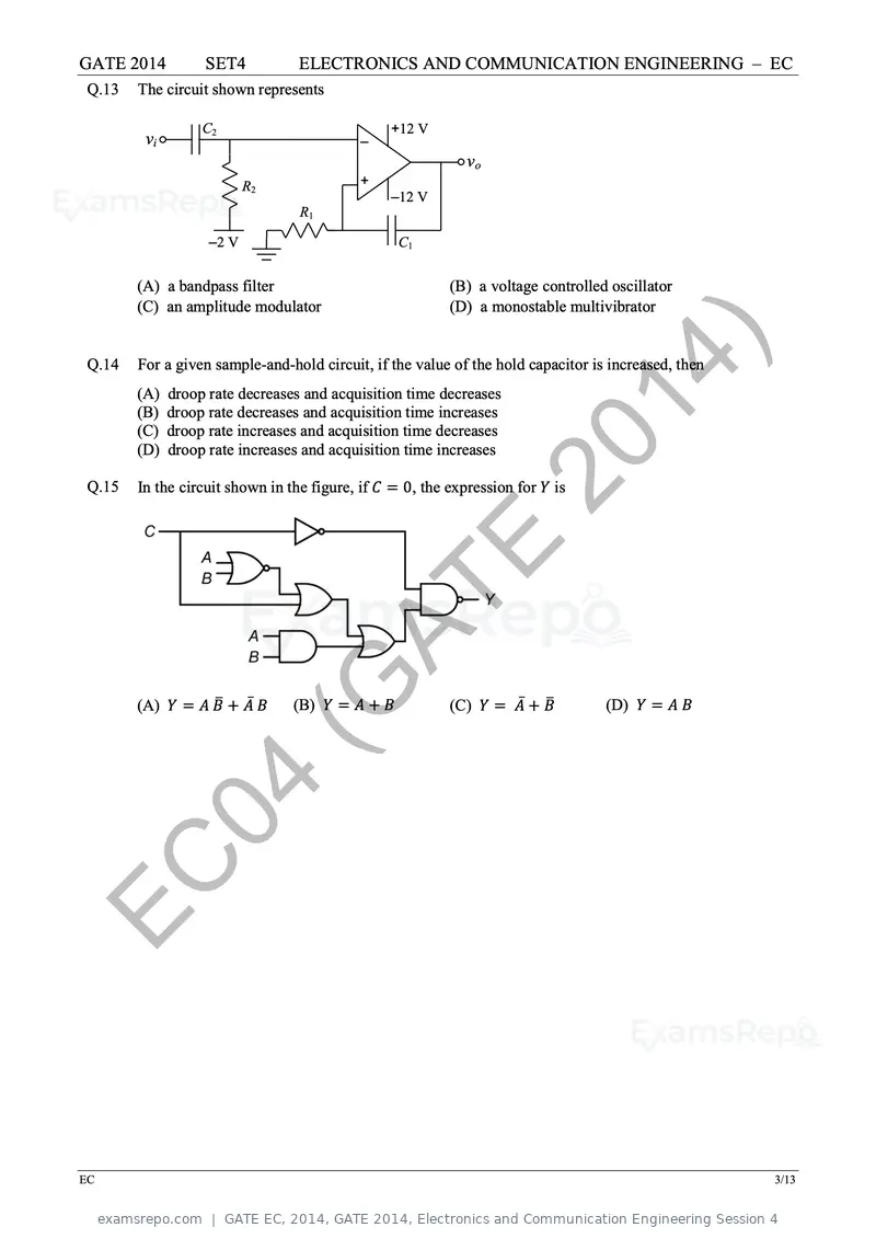 GATE EC 2014 question paper, GATE 2014, Electronics and Communication Engineering Session 4, page 72 of 83