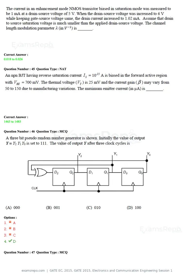 GATE EC 2015 question paper, GATE 2015, Electronics and Communication Engineering Session 1, page 69 of 77