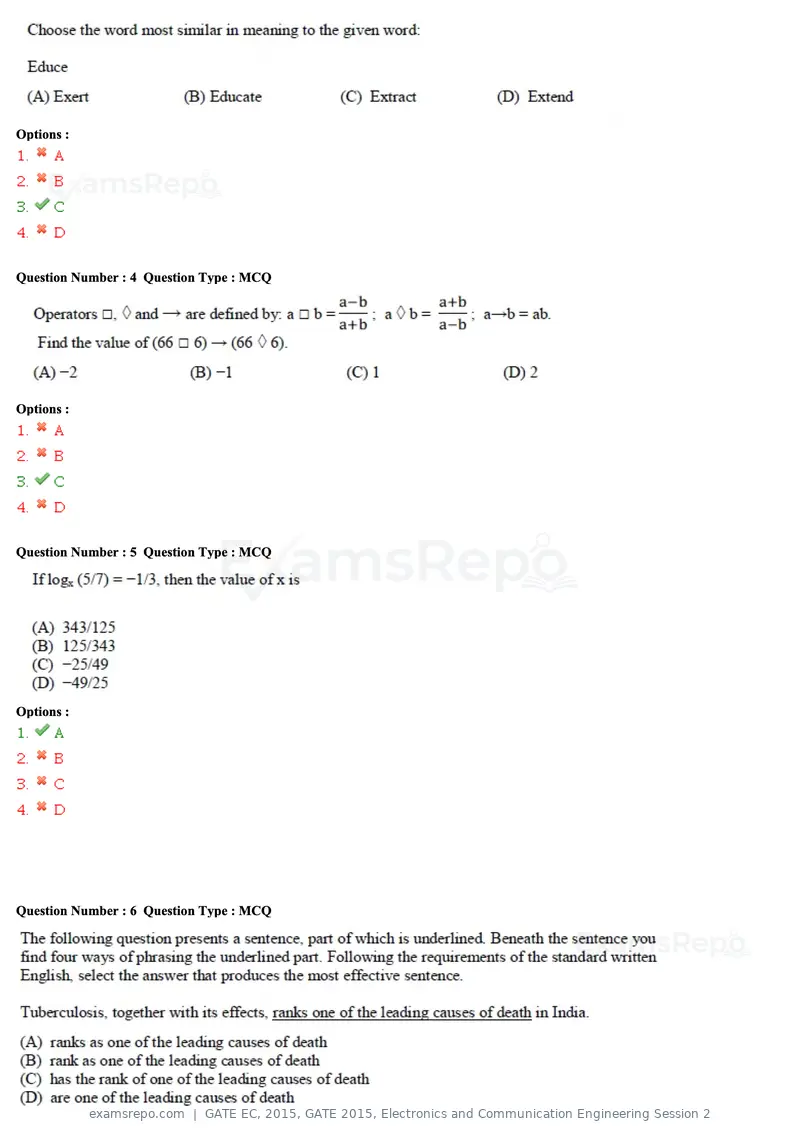 GATE EC 2015 question paper, GATE 2015, Electronics and Communication Engineering Session 2, page 3 of 77