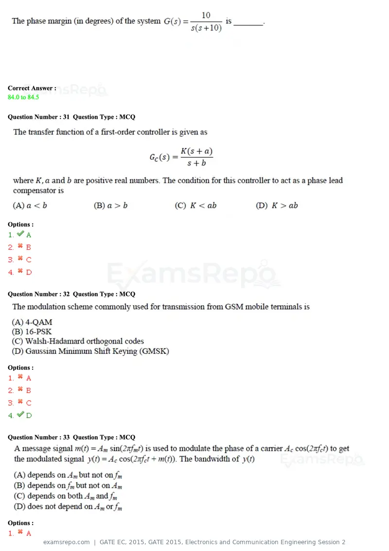GATE EC 2015 question paper, GATE 2015, Electronics and Communication Engineering Session 2, page 64 of 77