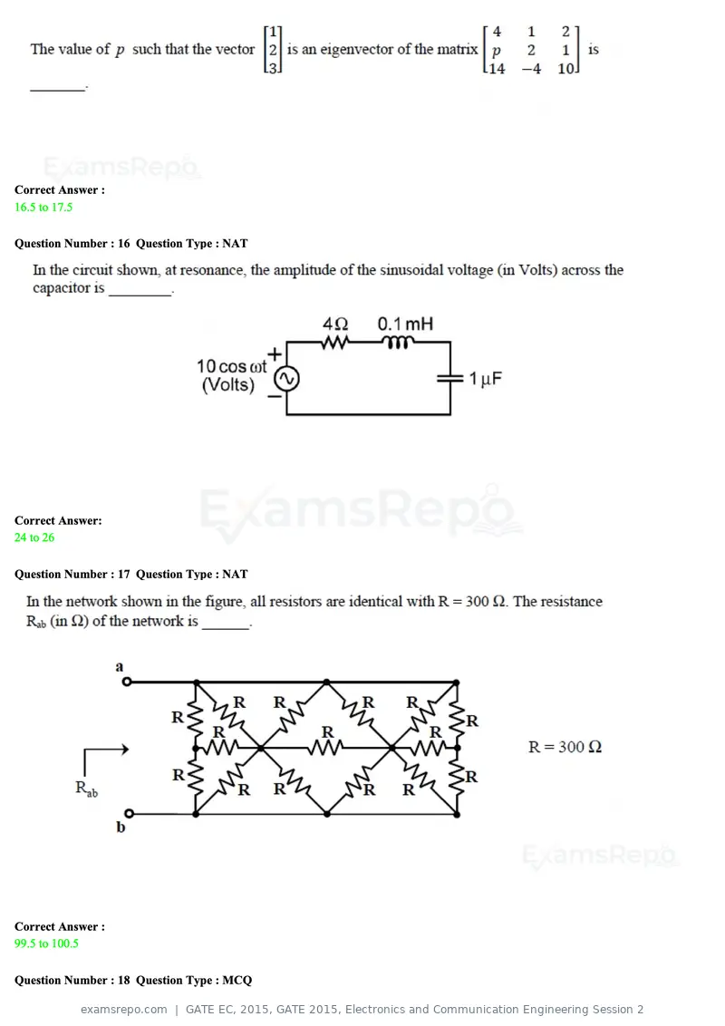 GATE EC 2015 question paper, GATE 2015, Electronics and Communication Engineering Session 2, page 7 of 77
