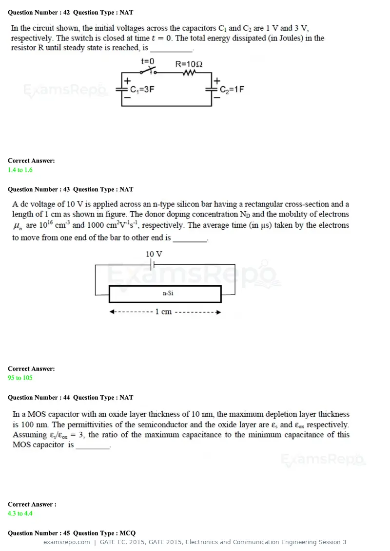GATE EC 2015 question paper, GATE 2015, Electronics and Communication Engineering Session 3, page 42 of 77