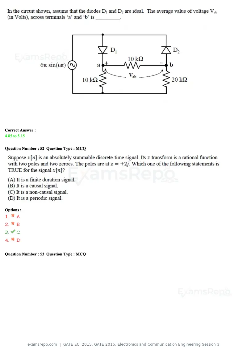GATE EC 2015 question paper, GATE 2015, Electronics and Communication Engineering Session 3, page 72 of 77