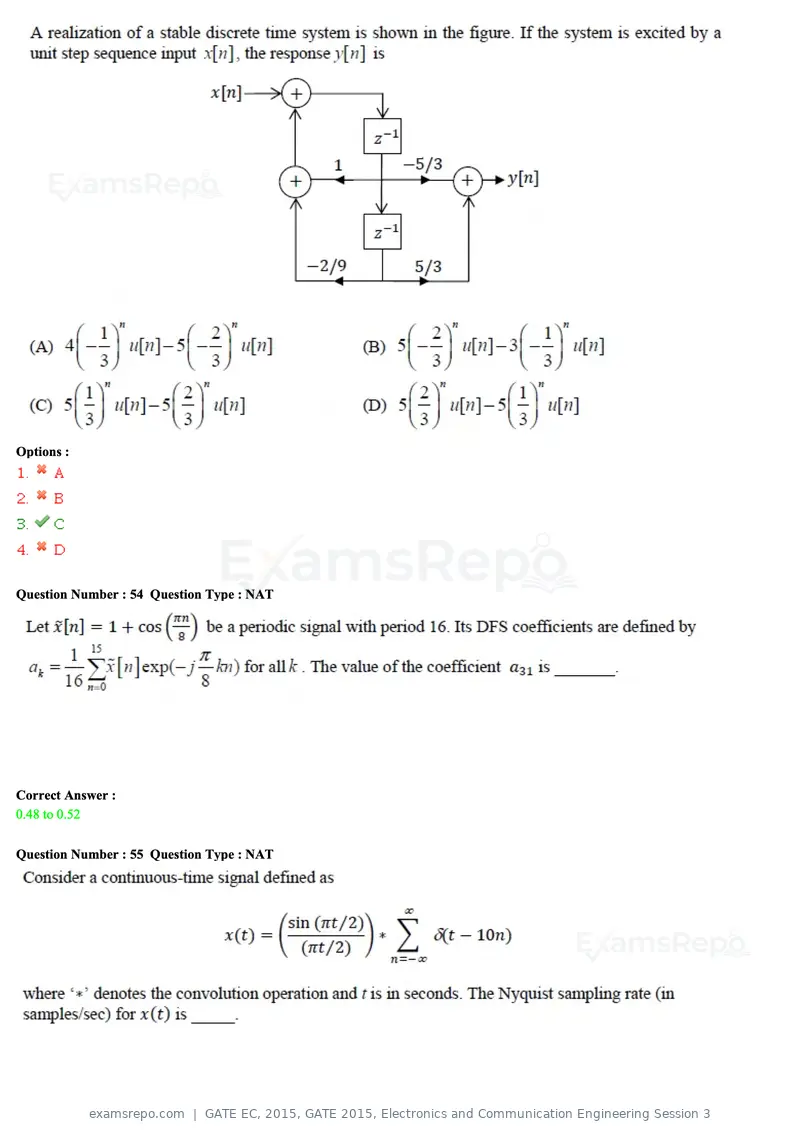 GATE EC 2015 question paper, GATE 2015, Electronics and Communication Engineering Session 3, page 73 of 77