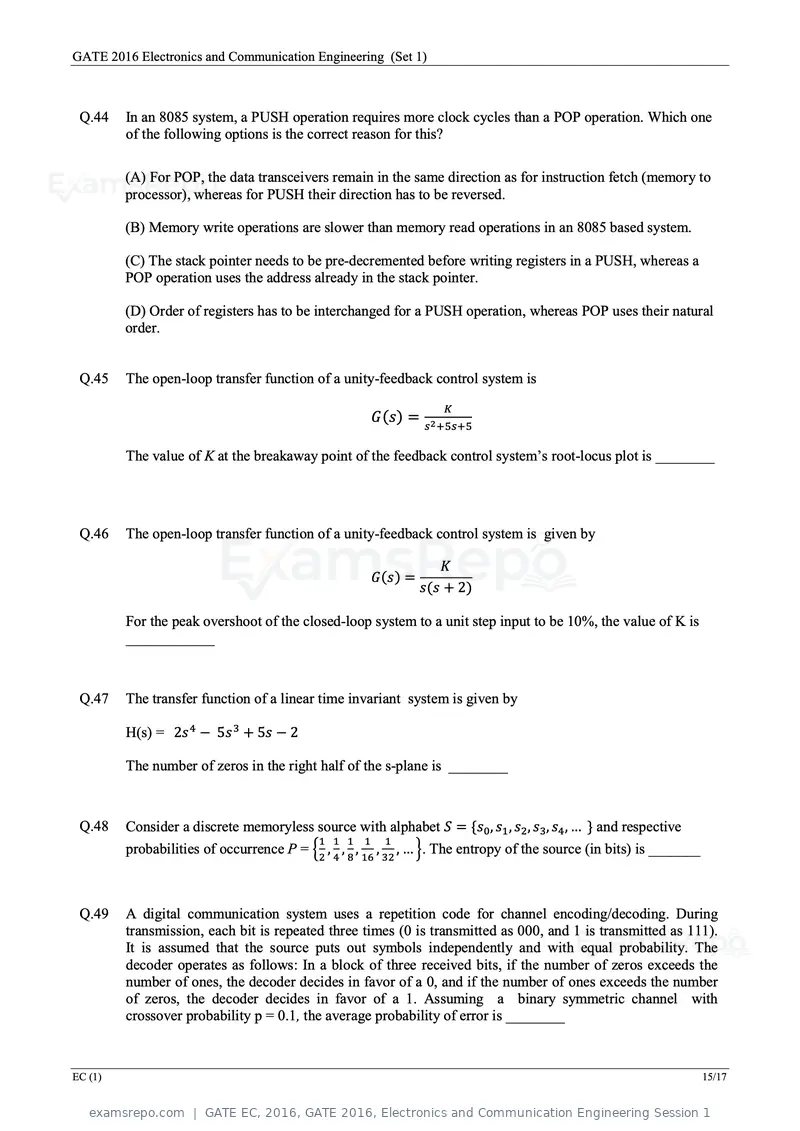 GATE EC 2016 question paper, GATE 2016, Electronics and Communication Engineering Session 1, page 17 of 64