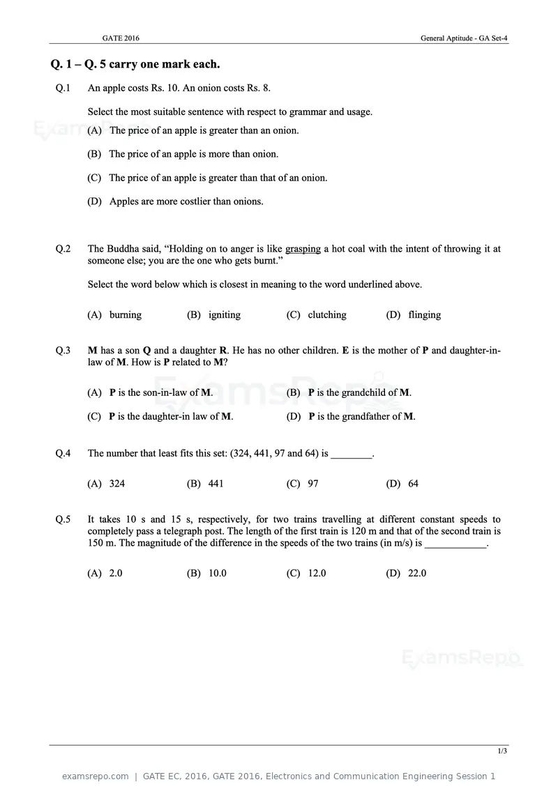 GATE EC 2016 question paper, GATE 2016, Electronics and Communication Engineering Session 1, page 41 of 64