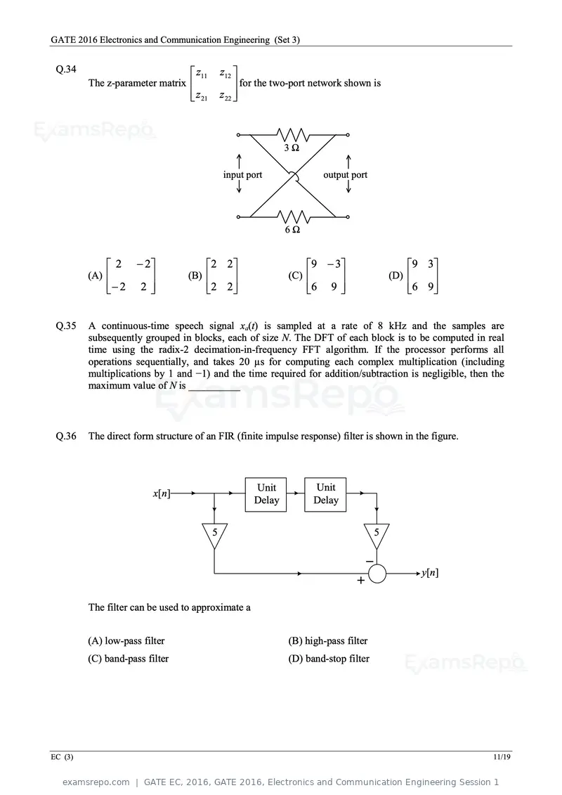 GATE EC 2016 question paper, GATE 2016, Electronics and Communication Engineering Session 1, page 54 of 64