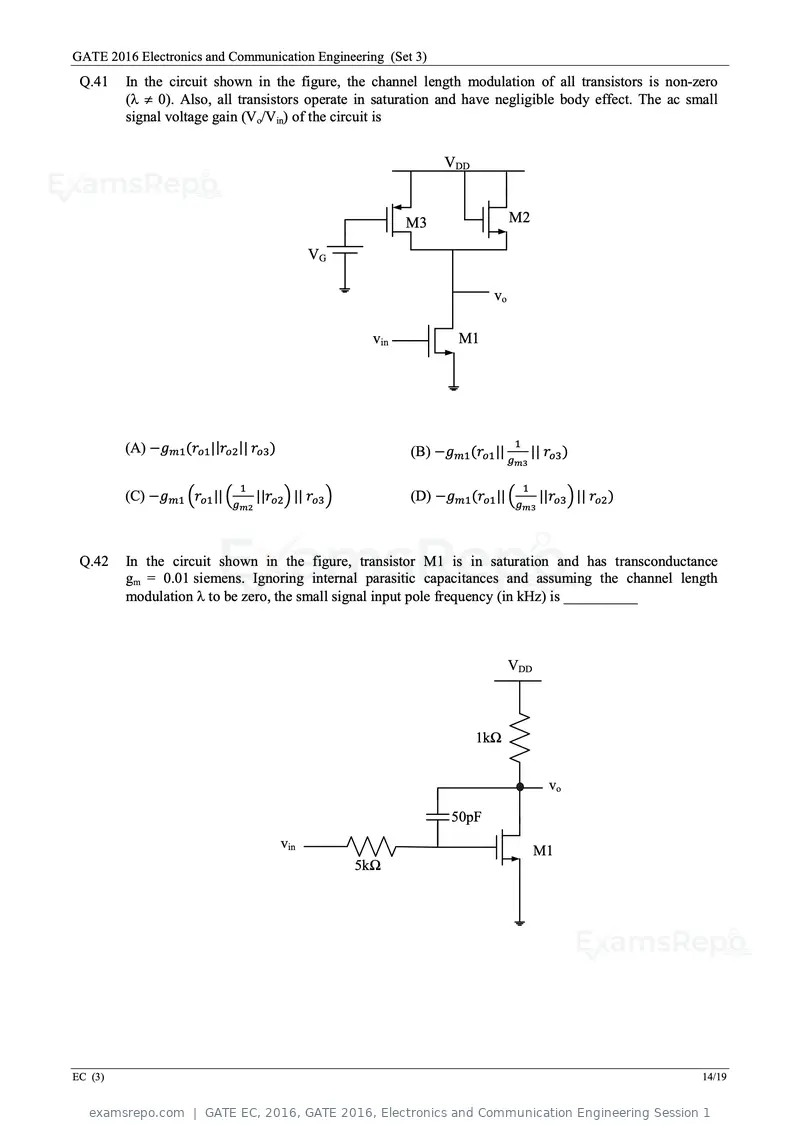 GATE EC 2016 question paper, GATE 2016, Electronics and Communication Engineering Session 1, page 57 of 64