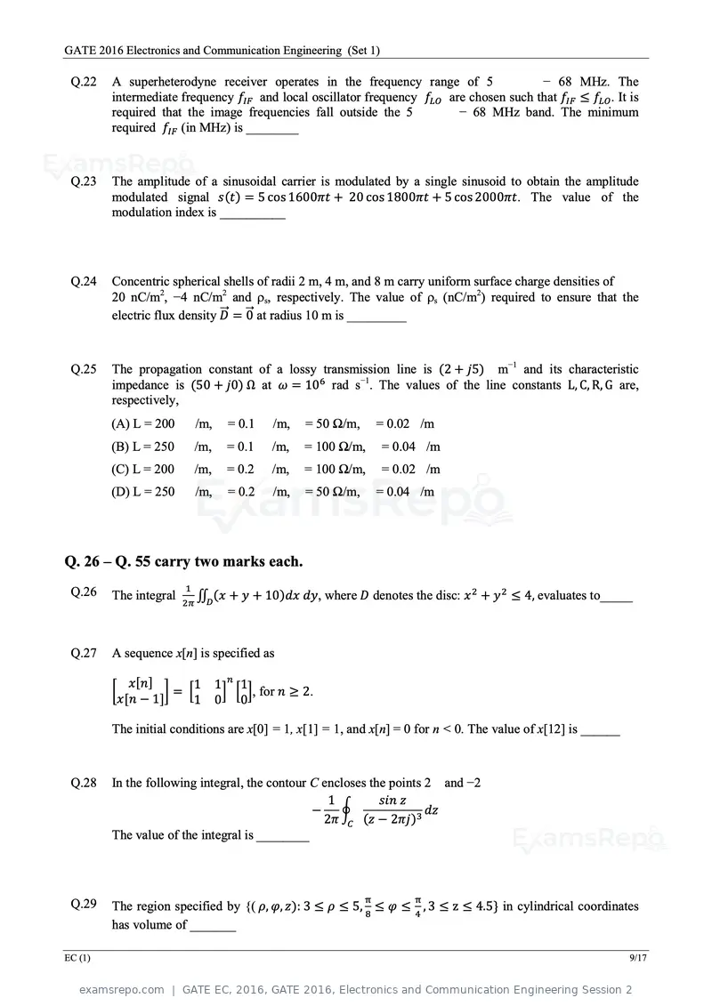 GATE EC 2016 question paper, GATE 2016, Electronics and Communication Engineering Session 2, page 11 of 64