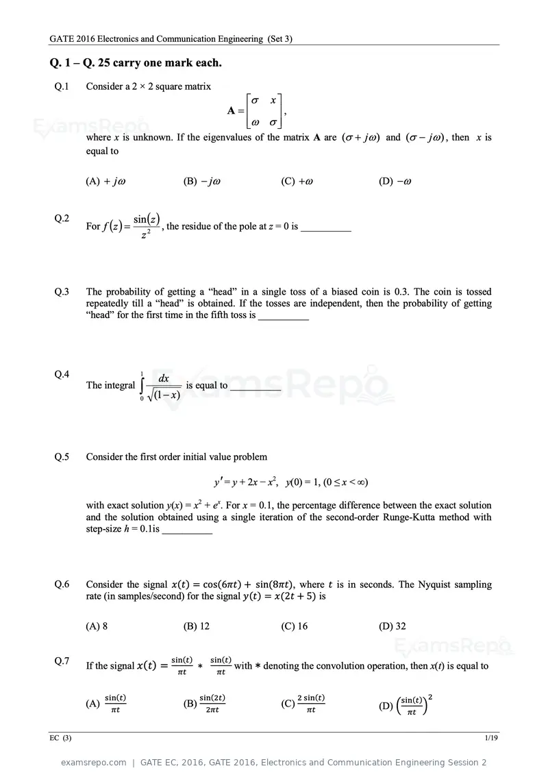 GATE EC 2016 question paper, GATE 2016, Electronics and Communication Engineering Session 2, page 44 of 64