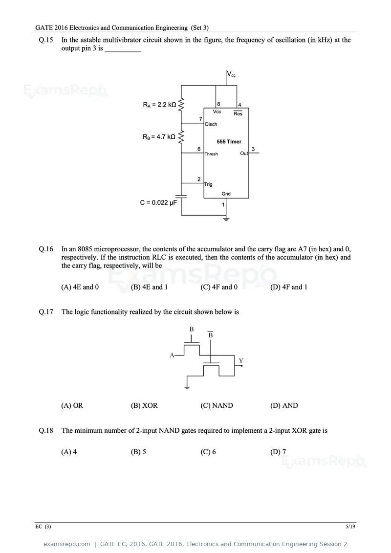 GATE EC 2016 question paper, GATE 2016, Electronics and Communication Engineering Session 2, page 48 of 64