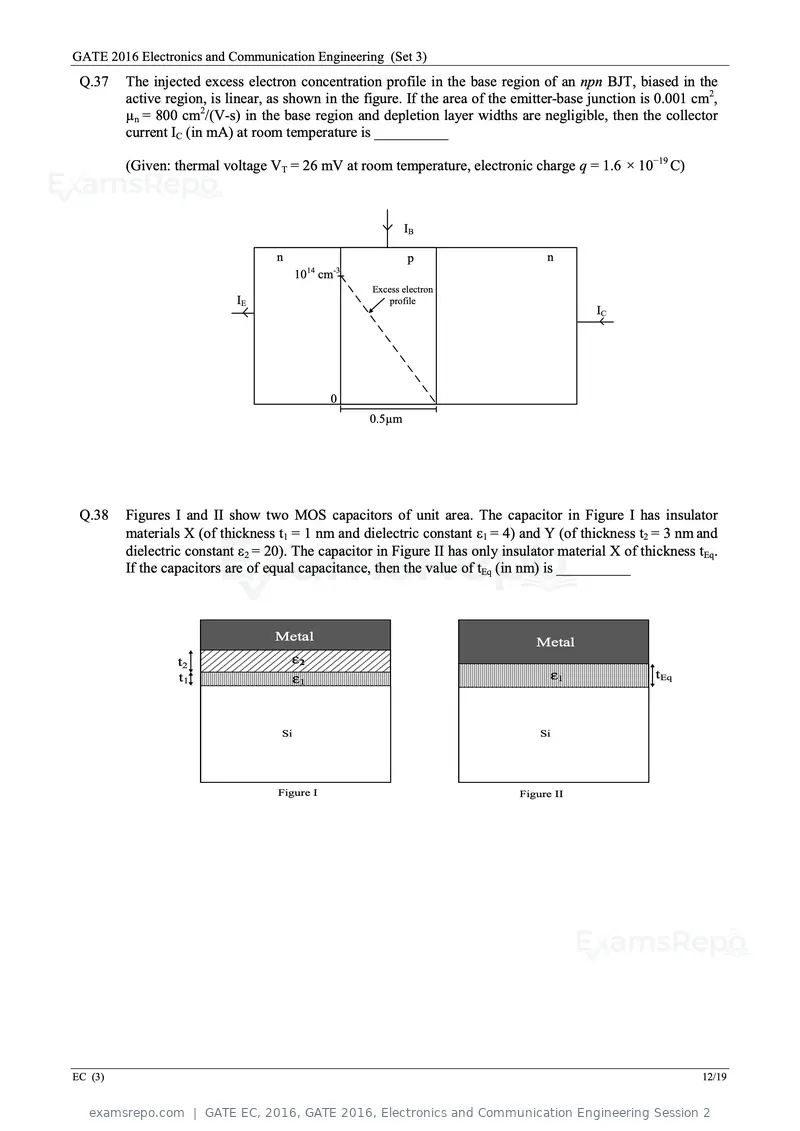 GATE EC 2016 question paper, GATE 2016, Electronics and Communication Engineering Session 2, page 55 of 64