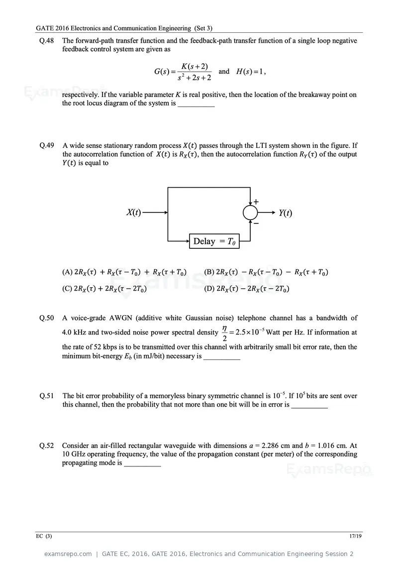GATE EC 2016 question paper, GATE 2016, Electronics and Communication Engineering Session 2, page 60 of 64