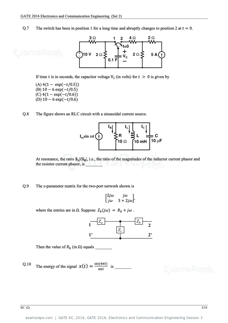 GATE EC 2016 question paper, GATE 2016, Electronics and Communication Engineering Session 3, page 26 of 64
