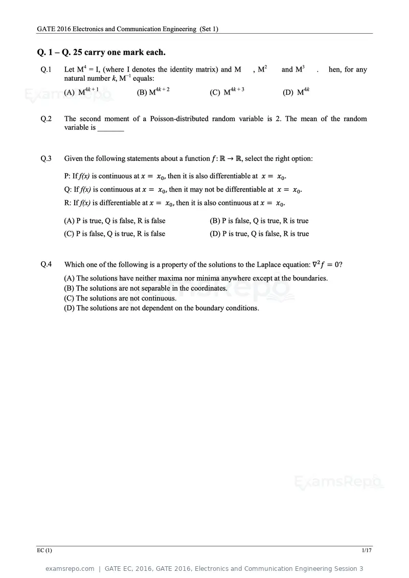 GATE EC 2016 question paper, GATE 2016, Electronics and Communication Engineering Session 3, page 3 of 64