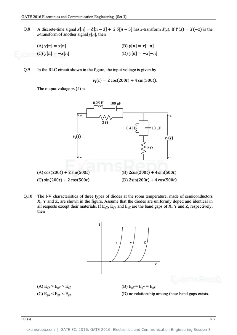 GATE EC 2016 question paper, GATE 2016, Electronics and Communication Engineering Session 3, page 45 of 64
