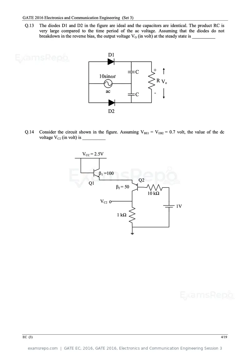 GATE EC 2016 question paper, GATE 2016, Electronics and Communication Engineering Session 3, page 47 of 64