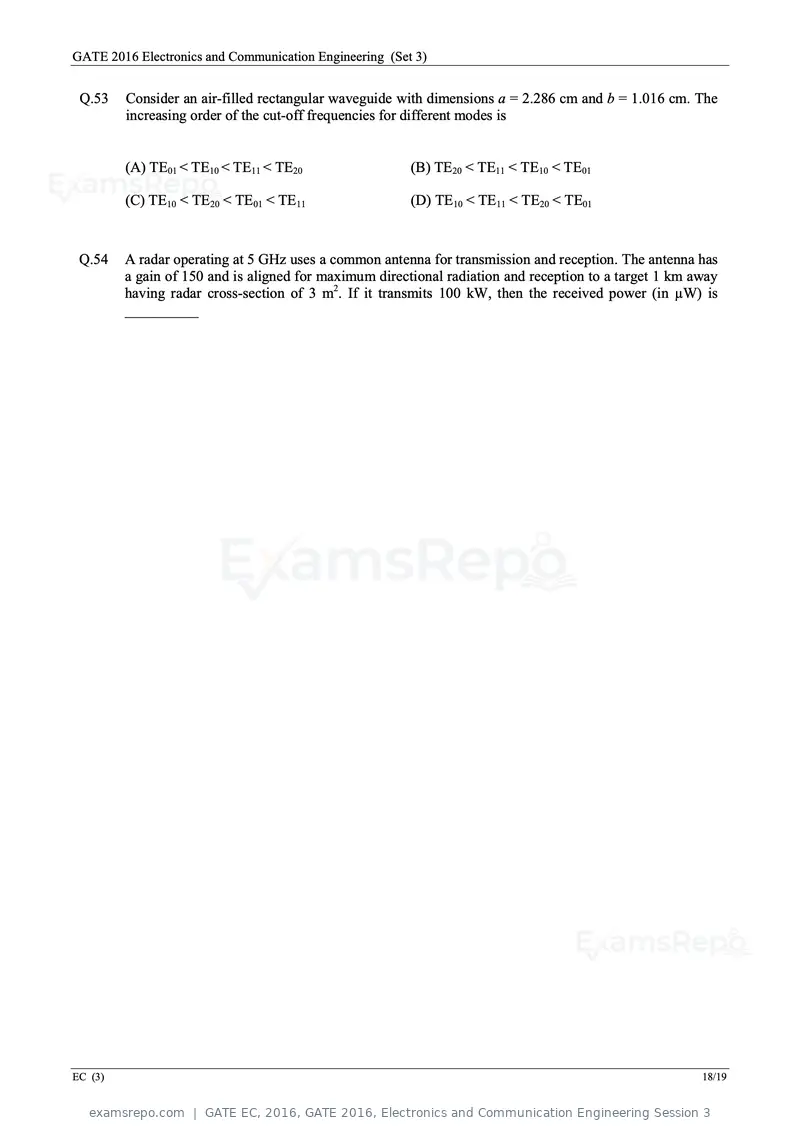 GATE EC 2016 question paper, GATE 2016, Electronics and Communication Engineering Session 3, page 61 of 64
