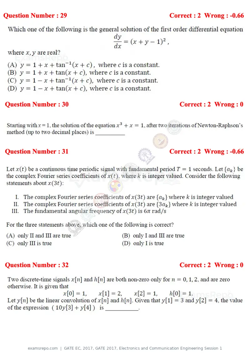 GATE EC 2017 question paper, GATE 2017, Electronics and Communication Engineering Session 1, page 11 of 25