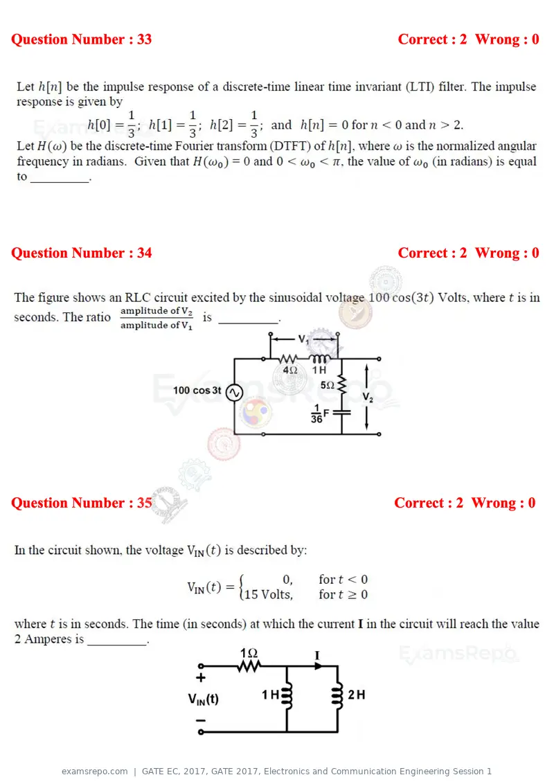 GATE EC 2017 question paper, GATE 2017, Electronics and Communication Engineering Session 1, page 12 of 25
