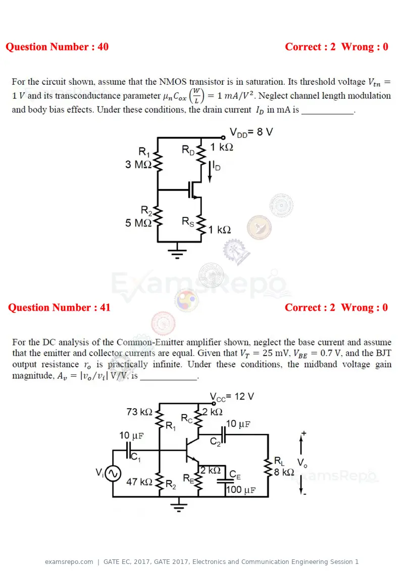 GATE EC 2017 question paper, GATE 2017, Electronics and Communication Engineering Session 1, page 15 of 25