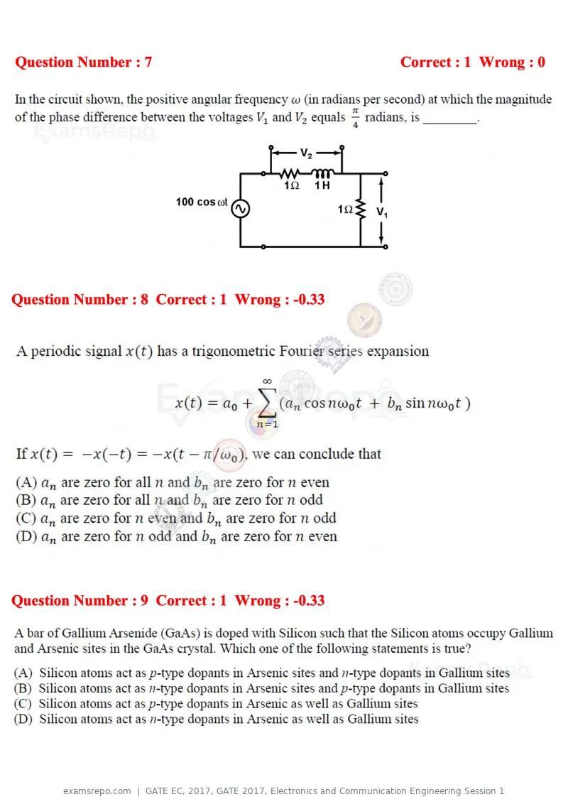 GATE EC 2017 question paper, GATE 2017, Electronics and Communication Engineering Session 1, page 4 of 25